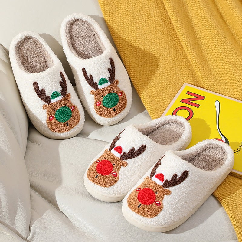 STORAZONE Bag and Choose Christmas Shoes Winter Home Slippers Elk Soft Cozy Bedroom Slipper Slip On House Shoes