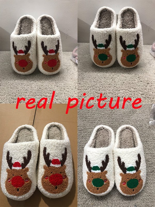 STORAZONE Bag and Choose Christmas Shoes Winter Home Slippers Elk Soft Cozy Bedroom Slipper Slip On House Shoes