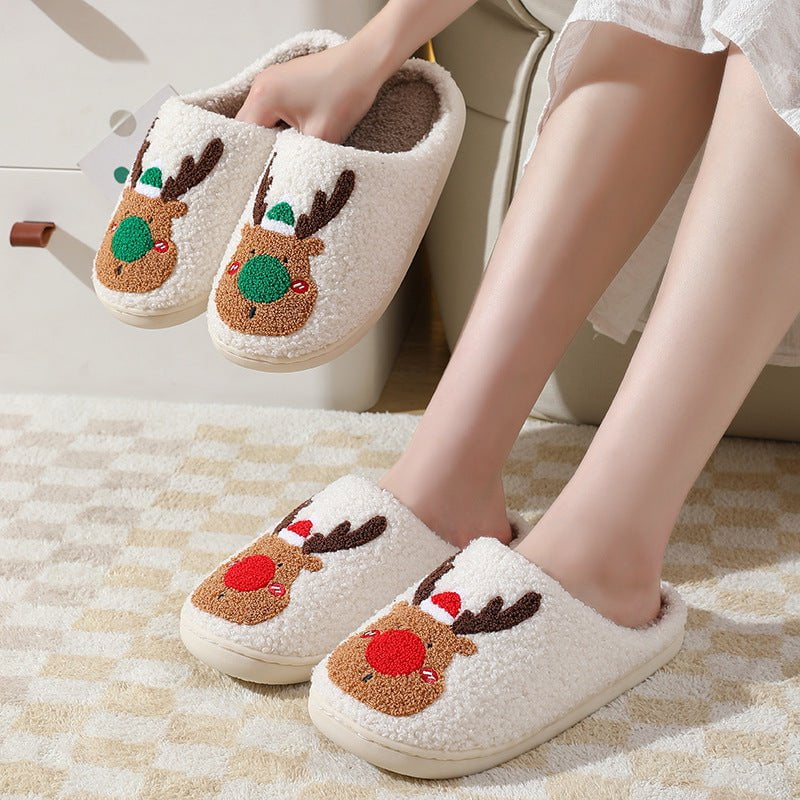 STORAZONE Bag and Choose Christmas Shoes Winter Home Slippers Elk Soft Cozy Bedroom Slipper Slip On House Shoes