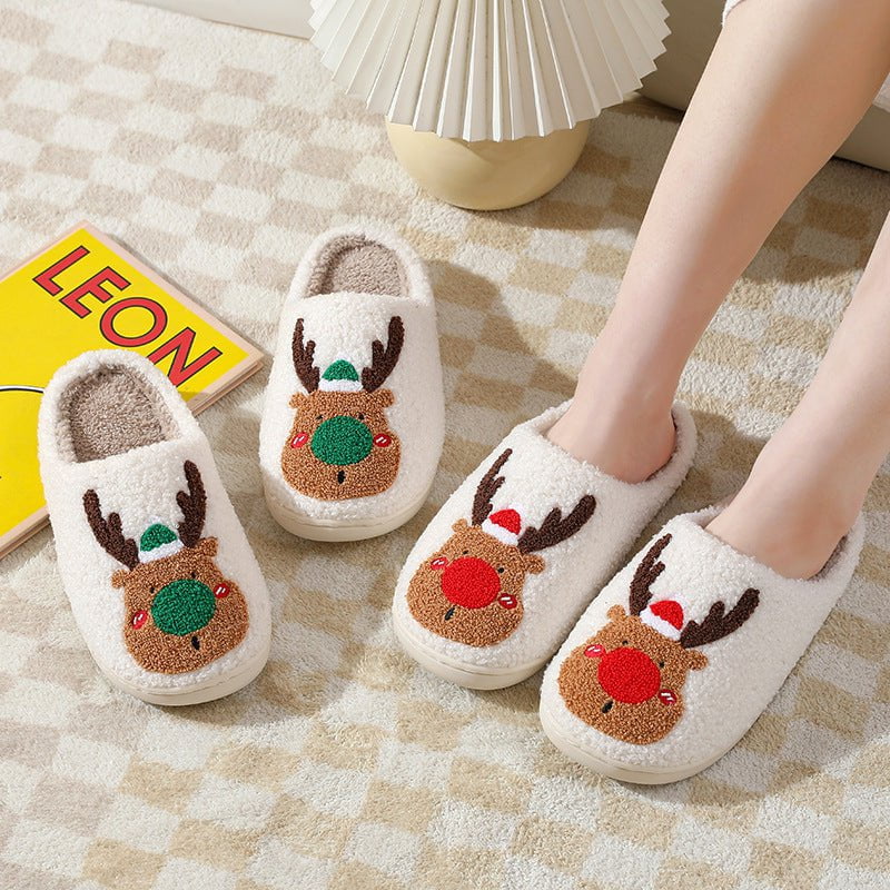 STORAZONE Bag and Choose Christmas Shoes Winter Home Slippers Elk Soft Cozy Bedroom Slipper Slip On House Shoes