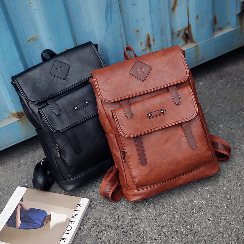 STORAZONE Bag and Choose Gray new fashion color leather retro Backpack Laptop computer backpack on behalf of a man