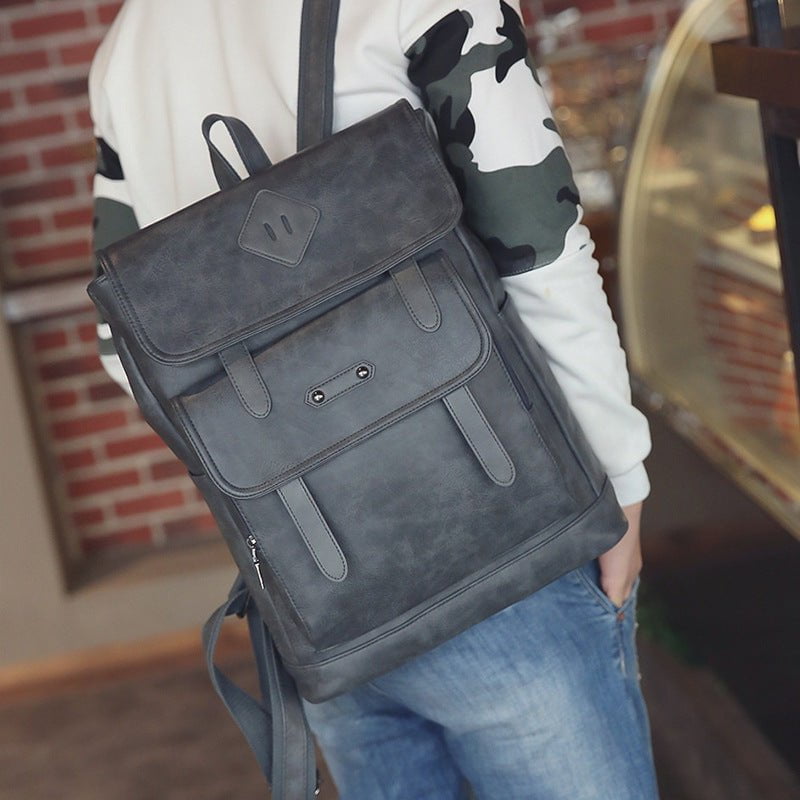 STORAZONE Bag and Choose Gray new fashion color leather retro Backpack Laptop computer backpack on behalf of a man