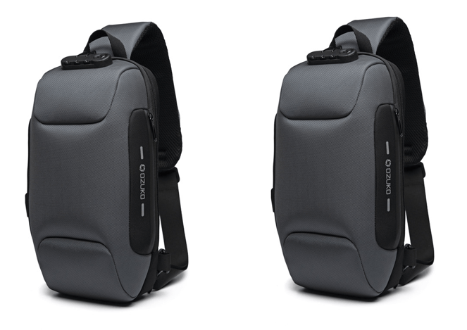 STORAZONE Bag and Choose Gray2pcs Multifunctional Shoulder Bag Anti-Theft Waterproof Chest Bag USB