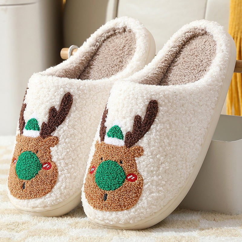 STORAZONE Bag and Choose Green / 37to38 Christmas Shoes Winter Home Slippers Elk Soft Cozy Bedroom Slipper Slip On House Shoes