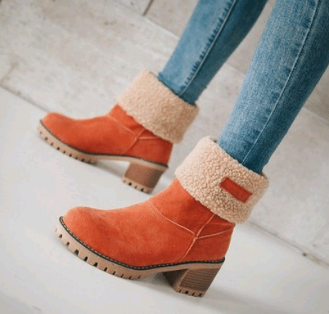 STORAZONE Bag and Choose Mid-Tube Thick Heel Suede Snow Boots