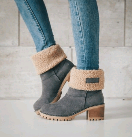 STORAZONE Bag and Choose Mid-Tube Thick Heel Suede Snow Boots