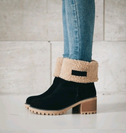 STORAZONE Bag and Choose Mid-Tube Thick Heel Suede Snow Boots