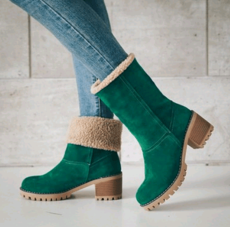 STORAZONE Bag and Choose Mid-Tube Thick Heel Suede Snow Boots