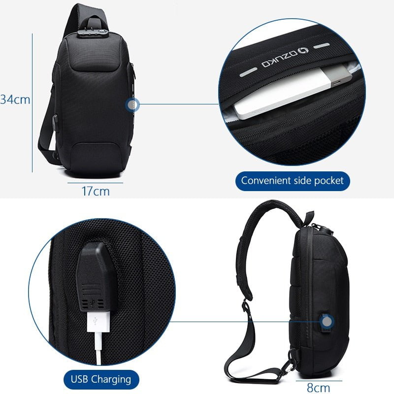 STORAZONE Bag and Choose Multifunctional Shoulder Bag Anti-Theft Waterproof Chest Bag USB