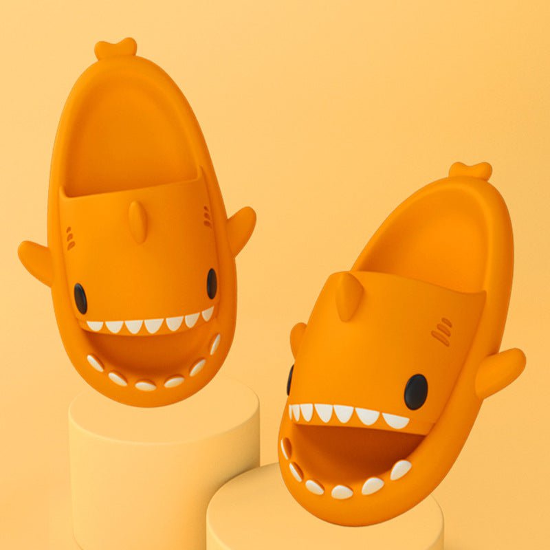 STORAZONE Bag and Choose Orange / 36or37 Adult's Slippers Indoor Outdoor Funny Shark Cartoon