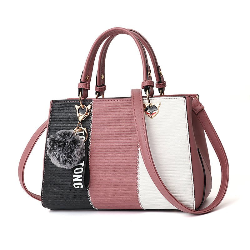 STORAZONE Bag and Choose Pink Women Hairball Ornaments Totes Patchwork Handbag Party Purse Ladies Messenger Crossbody Shoulder Bags Women Handbags