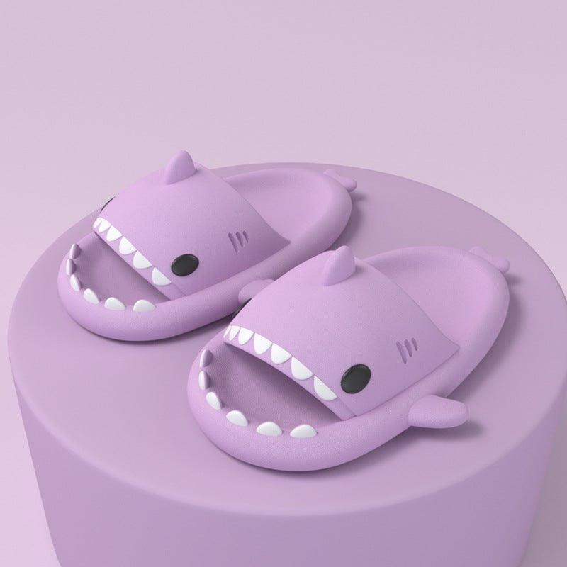 STORAZONE Bag and Choose Purple / 40or41 Adult's Slippers Indoor Outdoor Funny Shark Cartoon