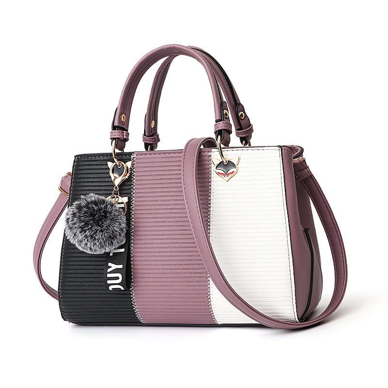 STORAZONE Bag and Choose Purple Women Hairball Ornaments Totes Patchwork Handbag Party Purse Ladies Messenger Crossbody Shoulder Bags Women Handbags