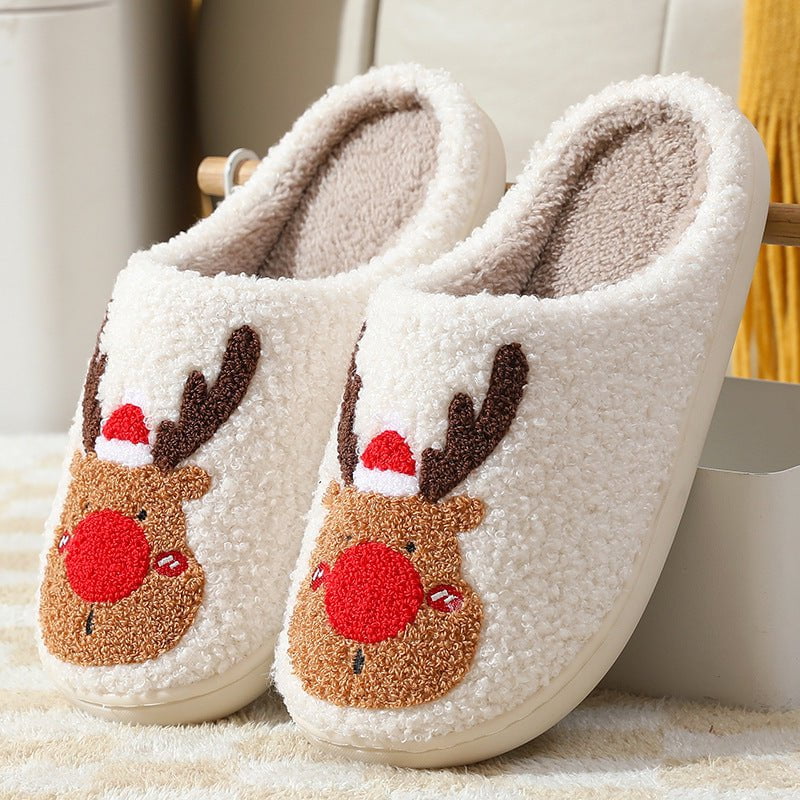 STORAZONE Bag and Choose Red / 37to38 Christmas Shoes Winter Home Slippers Elk Soft Cozy Bedroom Slipper Slip On House Shoes