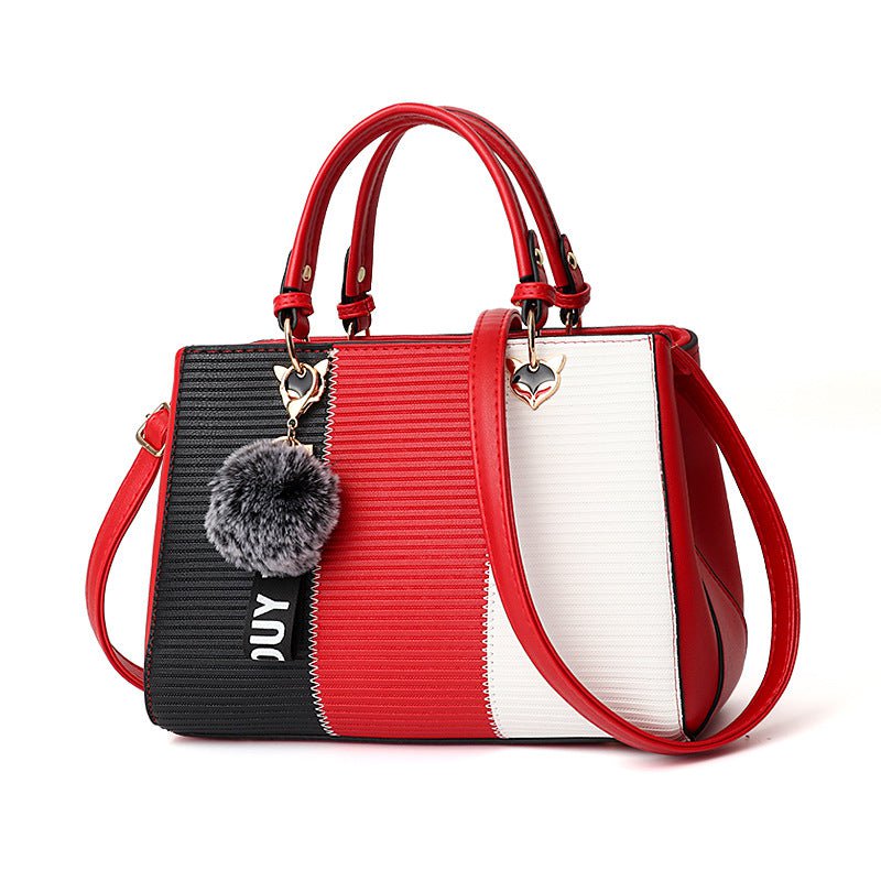 STORAZONE Bag and Choose Red Women Hairball Ornaments Totes Patchwork Handbag Party Purse Ladies Messenger Crossbody Shoulder Bags Women Handbags