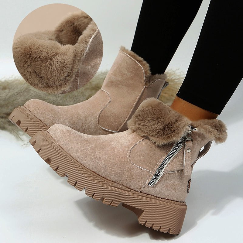 STORAZONE Bag and Choose Thick Plush Snow Boots Women Faux Suede Non-slip Winter Shoes