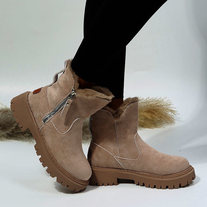 STORAZONE Bag and Choose Thick Plush Snow Boots Women Faux Suede Non-slip Winter Shoes