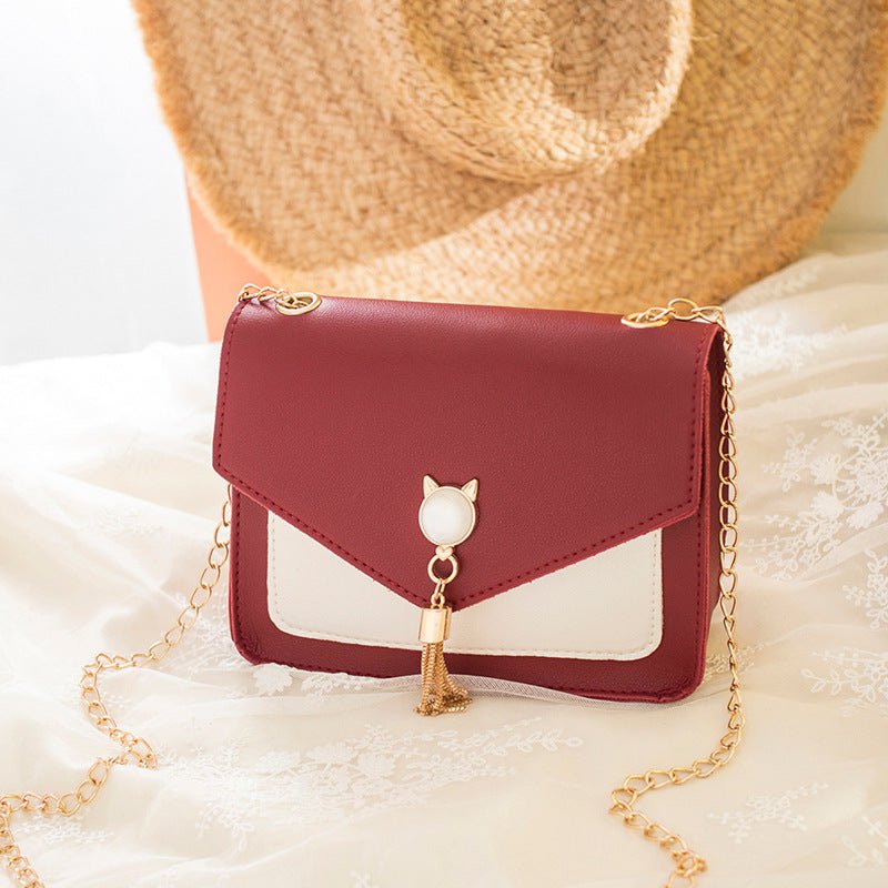 STORAZONE Bag and Choose Wine Red Small Crossbody Bags For Women Cat Lock Chain Messenger Bags