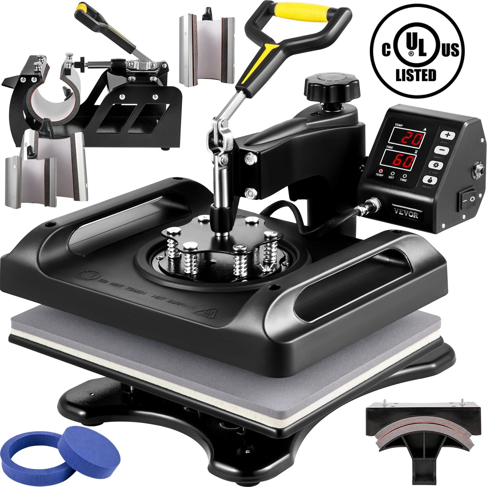 Storazone Balck / United States VEVOR 30*38CM 8 in 1 Combo Upgrade Heat Press Machine 360° Rotation Sublimation Printer Cap Shirt Mug Plate 2D Heat Transfer