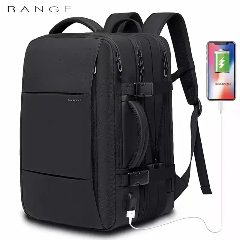 Storazone BANGE Travel Backpack Men Business Backpack School Expandable USB Bag Large Capacity 17.3 Laptop Waterproof Fashion Backpack