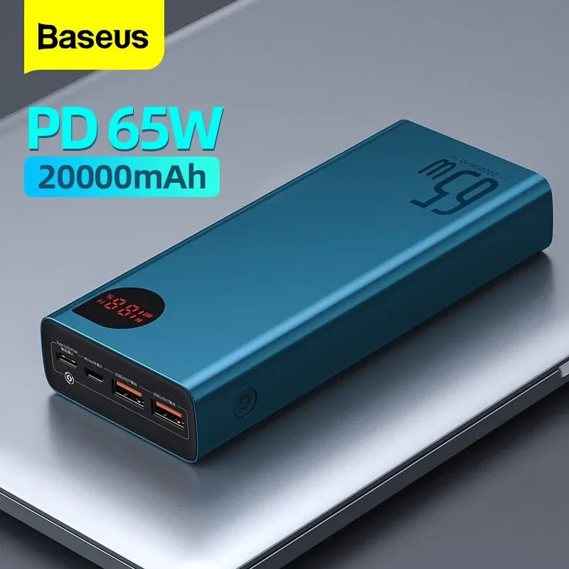 Storazone Baseus 65W Power Bank 20000mAh Portable Charging Powerbank Mobile Phone External Battery PD QC 3.0 Charger 22.5W Poverbank 20000