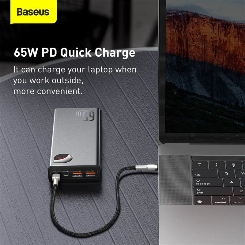 Storazone Baseus 65W Power Bank 20000mAh Portable Charging Powerbank Mobile Phone External Battery PD QC 3.0 Charger 22.5W Poverbank 20000