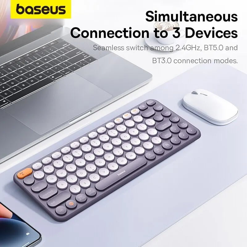 Storazone Baseus Bluetooth Wireless Keyboard 5.0 2.4G USB Silent US Layout Keyboards EN 84 / 105 Keycaps For MacBook iPad PC Tablet