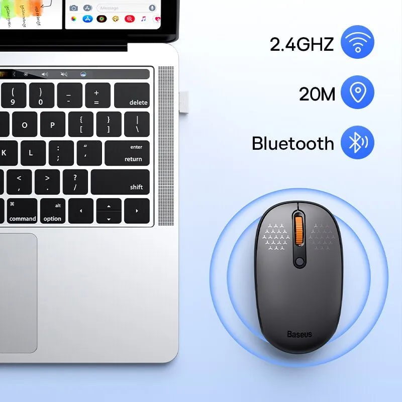 Storazone Baseus F01B Mouse Wireless Bluetooth 5.0 Mouse 1600 DPI Silent Click For MacBook Tablet Laptop PC Gaming Accessories