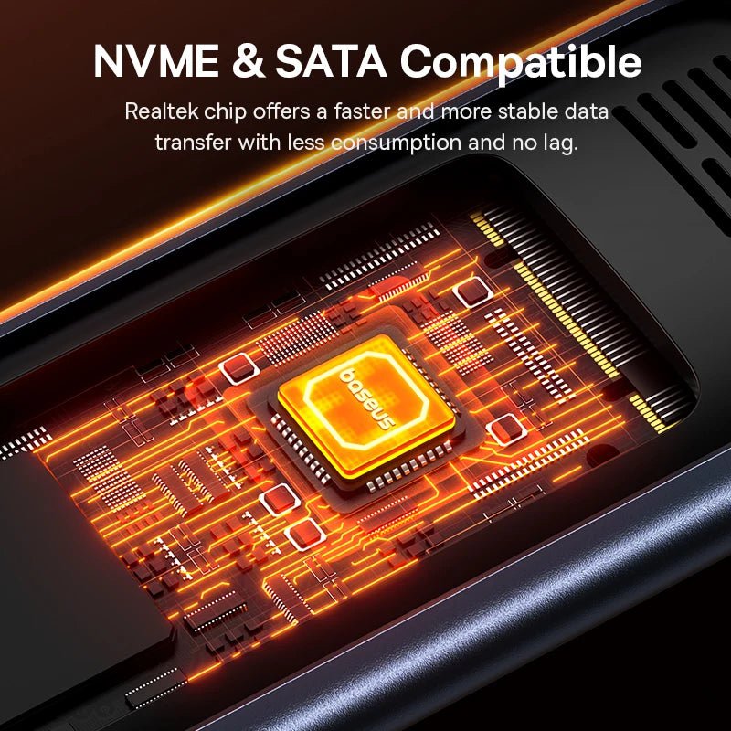 Storazone Baseus M2 SSD Case NVME SATA Dual Protocol M.2 to USB Type C 3.2 Gen 2 Portable SSD Sata Nvme Enclosure External PC Case