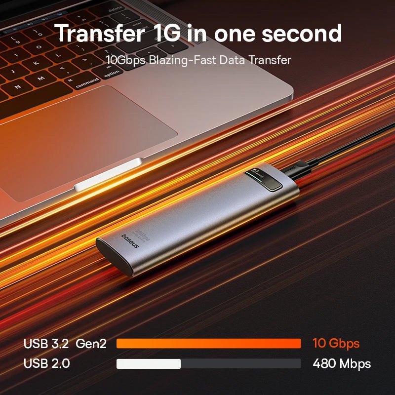 Storazone Baseus M2 SSD Case NVME SATA Dual Protocol M.2 to USB Type C 3.2 Gen 2 Portable SSD Sata Nvme Enclosure External PC Case