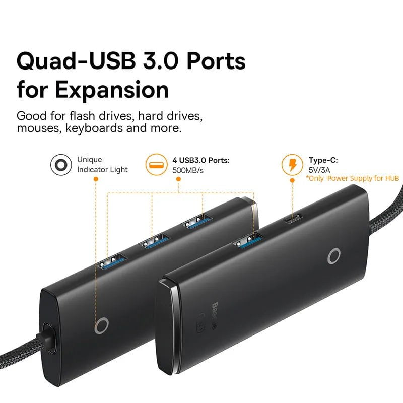 Storazone Baseus USB HUB Adapter 4 in 1 USB Type C to USB 3.0 HUB Splitter Adapter for MacBook Pro Air Huawei Mate 30 Docking Station HUB