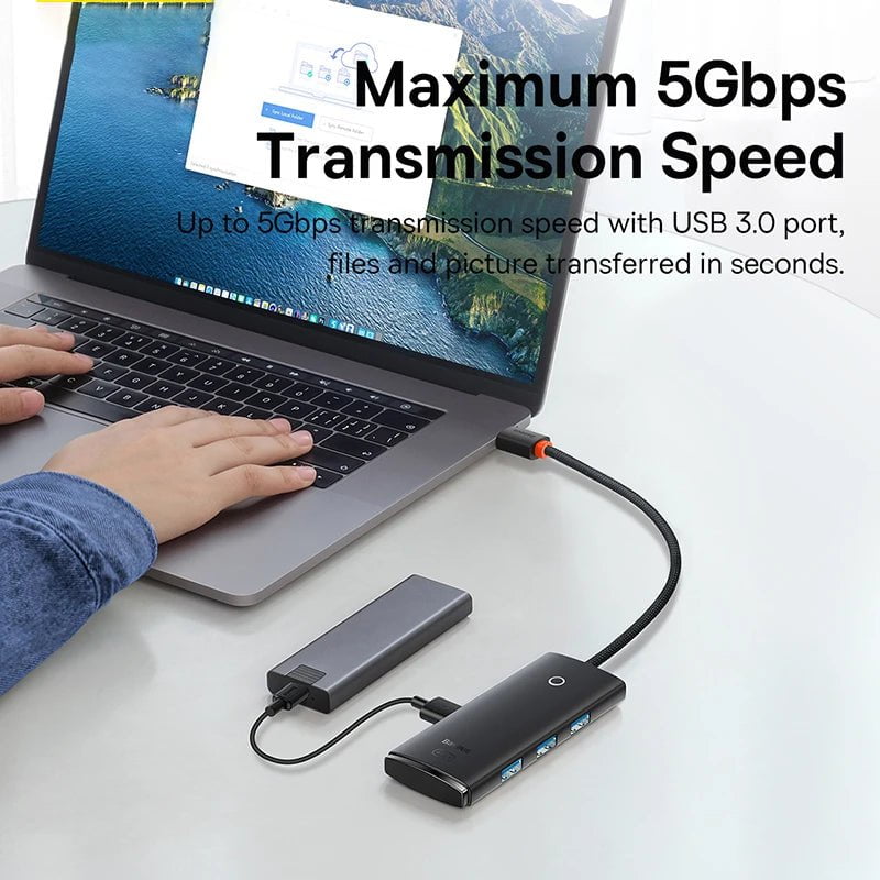 Storazone Baseus USB HUB Adapter 4 in 1 USB Type C to USB 3.0 HUB Splitter Adapter for MacBook Pro Air Huawei Mate 30 Docking Station HUB