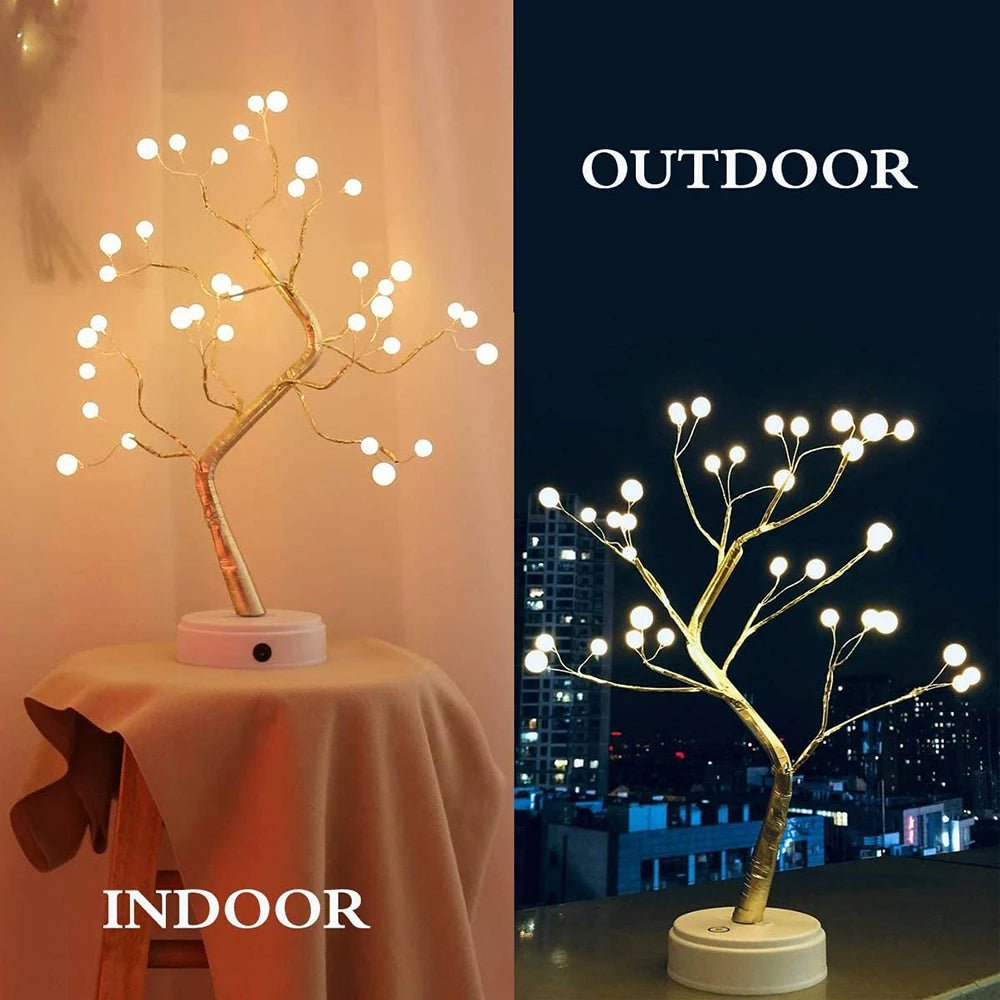 Storazone Battery/USB Table Lamp 36/60/72/108 Leds Tree Night Light Touch Copper Wire Lamp Home Party Wedding Indoor Christmas Decoration