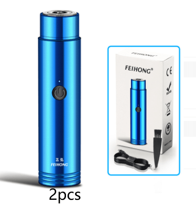 STORAZONE Beauté et santé 2pcs Blue / USB Mini Electric Shaver Portable Car Rechargeable Shaver