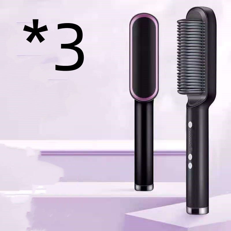 STORAZONE Beauté et santé 3pcs A Black / US / With box New 2 In 1 Hair Straightener Hot Comb Negative Ion Curling Tong Dual-purpose Electric Hair Brush