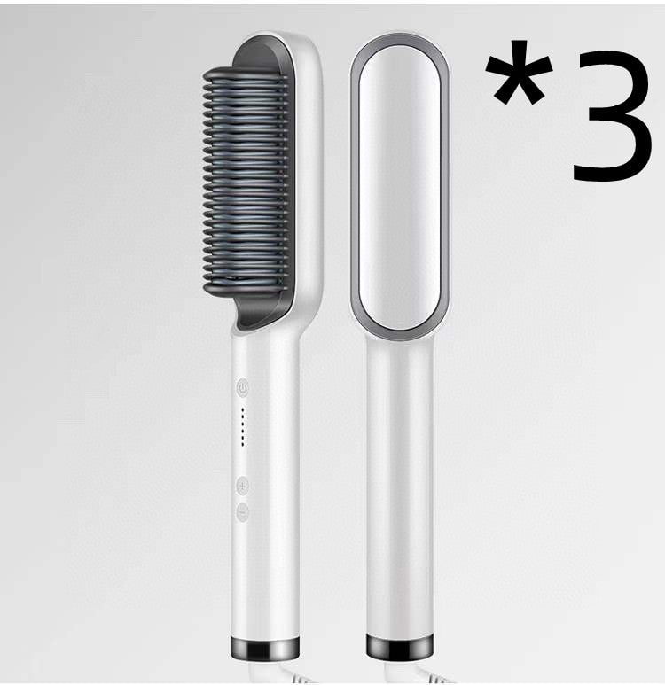 STORAZONE Beauté et santé 3pcs White / US / Opp pack New 2 In 1 Hair Straightener Hot Comb Negative Ion Curling Tong Dual-purpose Electric Hair Brush