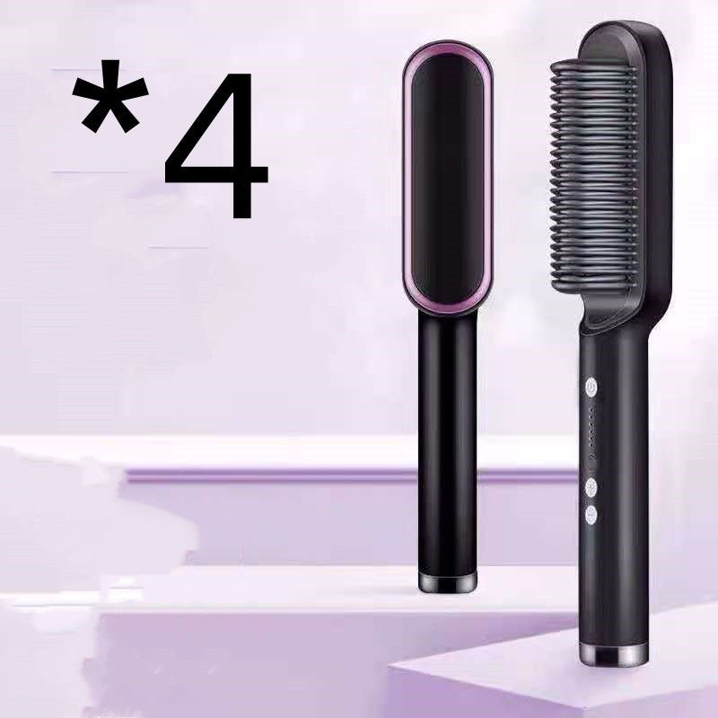 STORAZONE Beauté et santé 4pcs A Black / US / With box New 2 In 1 Hair Straightener Hot Comb Negative Ion Curling Tong Dual-purpose Electric Hair Brush