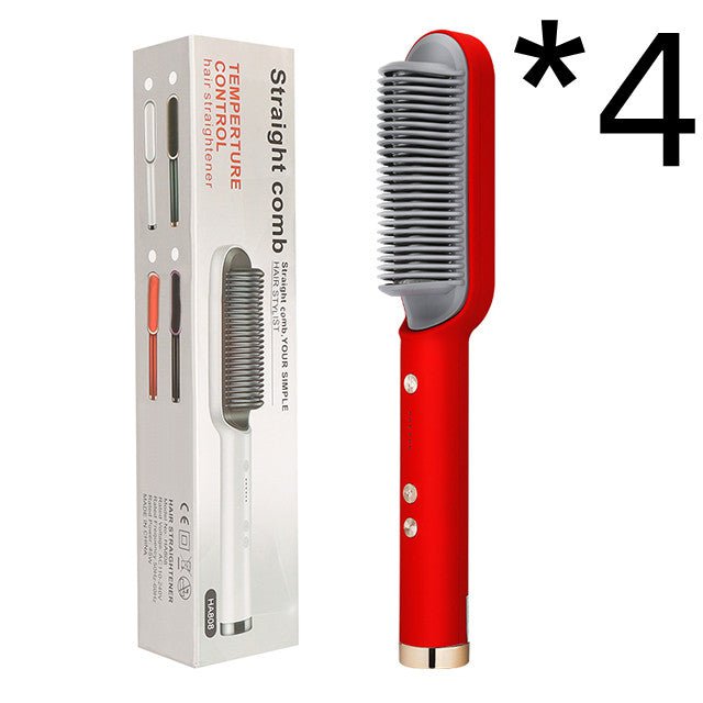 STORAZONE Beauté et santé 4pcs Red / US / With box New 2 In 1 Hair Straightener Hot Comb Negative Ion Curling Tong Dual-purpose Electric Hair Brush