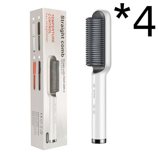 STORAZONE Beauté et santé 4pcs White / US / With box New 2 In 1 Hair Straightener Hot Comb Negative Ion Curling Tong Dual-purpose Electric Hair Brush