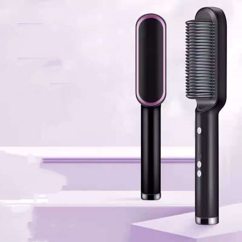 STORAZONE Beauté et santé A Black / EU / With box New 2 In 1 Hair Straightener Hot Comb Negative Ion Curling Tong Dual-purpose Electric Hair Brush