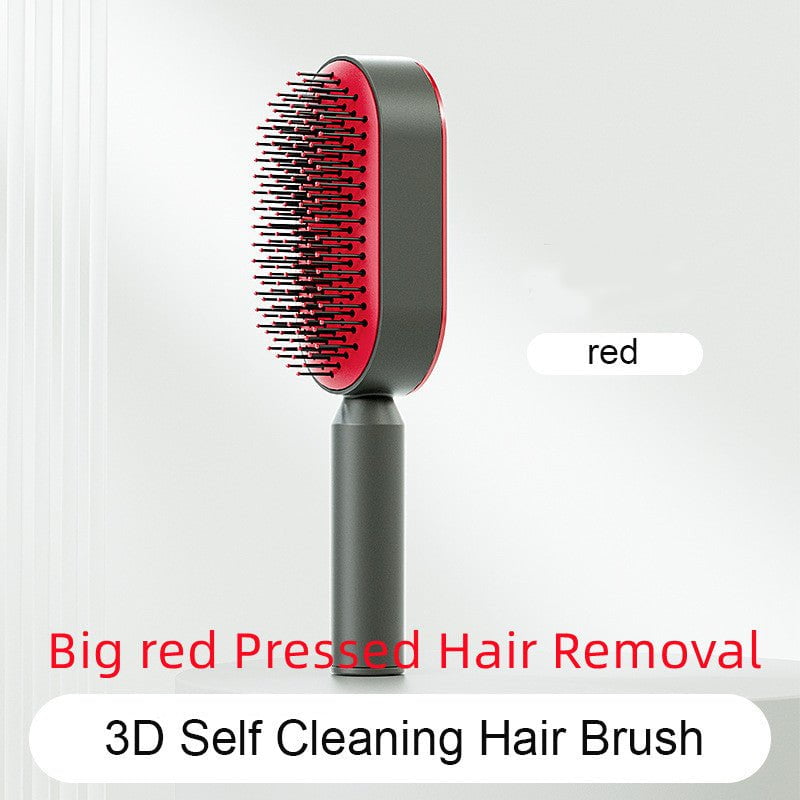 STORAZONE Beauté et santé Big red Pressed Hair Removal Self Cleaning Hair Brush For Women One-key Cleaning Hair Loss Airbag Massage Scalp Comb Anti-Static Hairbrush