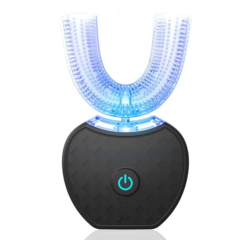 STORAZONE Beauté et santé Black 360 Degrees Intelligent Automatic Electric  Toothbrush Waterproof U Type Tooth Brush Whitening Blue Light USB Charging
