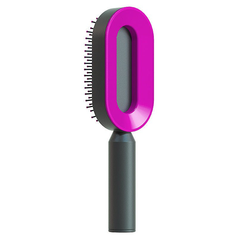 STORAZONE Beauté et santé Black purple Self Cleaning Hair Brush For Women One-key Cleaning Hair Loss Airbag Massage Scalp Comb Anti-Static Hairbrush