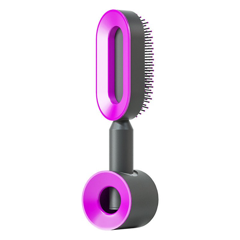 STORAZONE Beauté et santé Black purple Set Self Cleaning Hair Brush For Women One-key Cleaning Hair Loss Airbag Massage Scalp Comb Anti-Static Hairbrush