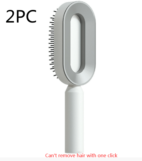 STORAZONE Beauté et santé Elegant white 2PC Self Cleaning Hair Brush For Women One-key Cleaning Hair Loss Airbag Massage Scalp Comb Anti-Static Hairbrush