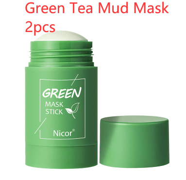 STORAZONE Beauté et santé Green Tea Mud Mask 2pcs Cleansing Green Tea Mask Clay Stick Oil Control Anti-Acne Whitening Seaweed Mask Skin Care