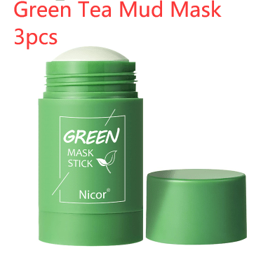 STORAZONE Beauté et santé Green Tea Mud Mask 3pcs Cleansing Green Tea Mask Clay Stick Oil Control Anti-Acne Whitening Seaweed Mask Skin Care