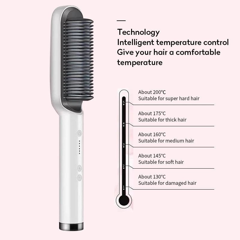 STORAZONE Beauté et santé New 2 In 1 Hair Straightener Hot Comb Negative Ion Curling Tong Dual-purpose Electric Hair Brush