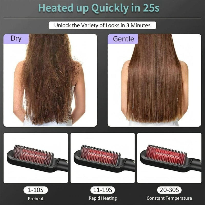 STORAZONE Beauté et santé New 2 In 1 Hair Straightener Hot Comb Negative Ion Curling Tong Dual-purpose Electric Hair Brush