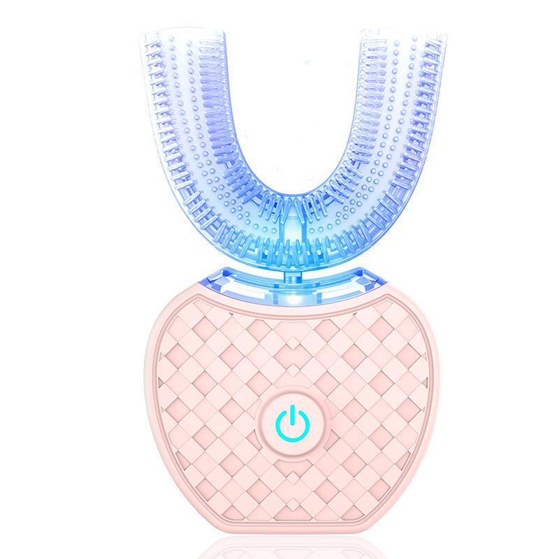 STORAZONE Beauté et santé Pink 360 Degrees Intelligent Automatic Electric  Toothbrush Waterproof U Type Tooth Brush Whitening Blue Light USB Charging